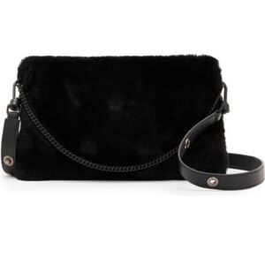 ALL SAINTS Eve Genuine Shearling Crossbody Bag, black